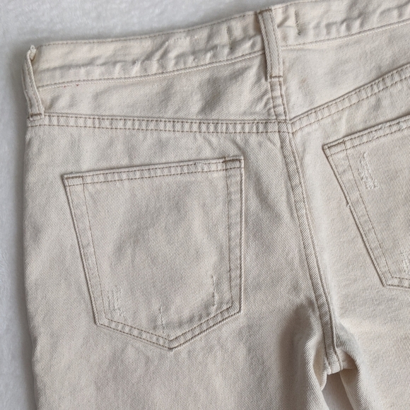 Free People Caroline Bermuda Denim Cutoff High Rise Fray Distress Ecru 28 NWT - Picture 5 of 15